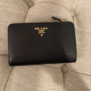 Prada Medium Saffiano Leather Tab Wallet
